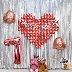 P&B UNITY 大愛心生日裝飾套組組合, 1套, 數字型 玫瑰金 7