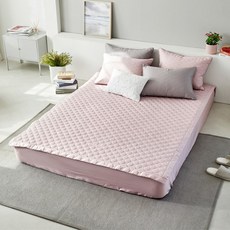 EVEZARY 有機素色100%純棉40支床墊, 粉紅色