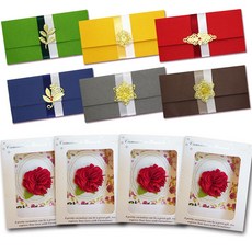 Yeongwon X30-2 康乃馨胸花 4入 + S4 立體金屬零用錢信封 6件組, 混合顏色, 1套