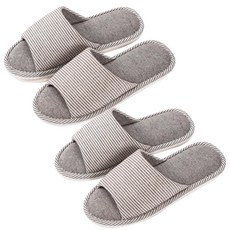 Life Lance 條紋室內拖鞋 兩雙組, 灰色, 1組