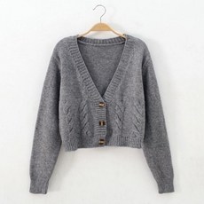 Sonio 女款短版麻花針織開襟衫