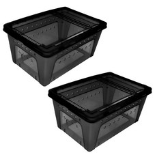 爬蟲類蜥蜴可堆疊式飼養箱 H4 升級版, 黑色, 2個