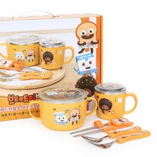 天才麵包理髮師餐具5件組 PO126, 混色, 泡麵碗+杯子+湯匙+叉子+筷子