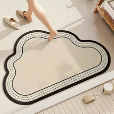 Signpost可水洗雲朵珪藻土腳踏墊, 02 素色 黑邊