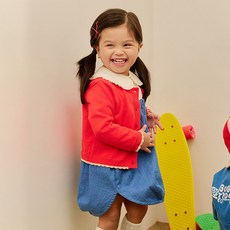 ETTOI 女童Phoebe丹寧針織開襟衫 + 翻領T恤 + 吊帶裙套組