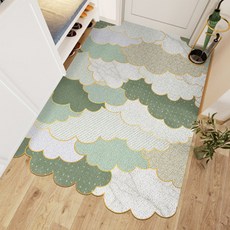 色彩鮮明的自然風插畫密織地墊, 雲朵