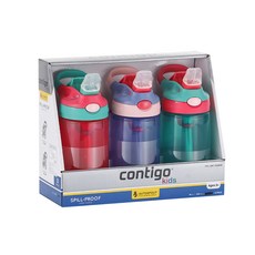 contigo 孩童彈蓋式吸管水壺 414ml 3入, 粉色