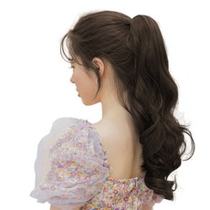 GabalNara 女性用迷你髮夾式馬尾局部假髮 層次果凍燙 60cm, 自然棕, 1個