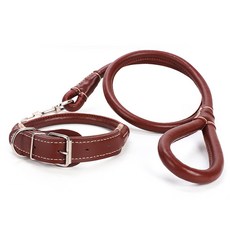 中型犬 大型犬 皮革項圈, 深棕色, 1個