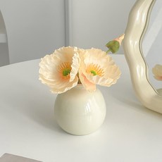 Alleophom 奶油色陶瓷迷你花瓶人造花套組 罌粟花 L261-0079PO, 混合色