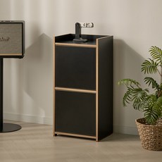 베이지메이트 콘티 슬림 모듈 2단 수납장 400 방문설치, 블랙우드