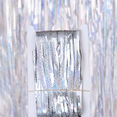 Market A 亮面派對裝飾銀箔流蘇簾 1 x 3 m, 銀色, 3個