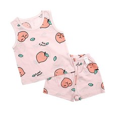 Maykids 童款水蜜桃印花無袖背心+短褲套裝