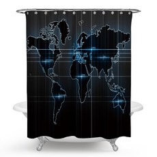 復古世界地圖浴簾 款式5 150 x 180 cm, 1個