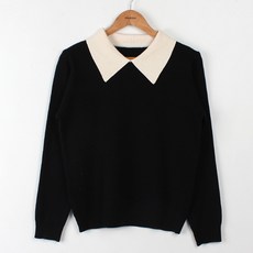 BBAEBBAE 女性撞色翻領長袖針織T恤