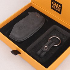 GMZ MOTORS 汽車鑰匙殼 汽車皮革智能鑰匙殼 Alcantara, 黑色, 起亞 5鍵 KN05