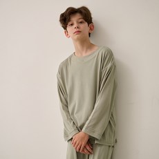 Mabam 兒童桃色拉絨圓領T恤+下裝家居服套裝