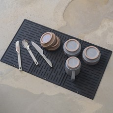 VILLAT 折疊矽膠餐具瀝水墊, 1個, 黑色, 3層