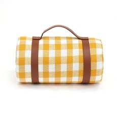 皮革束帶便攜式墊子 小格子, 黃色的