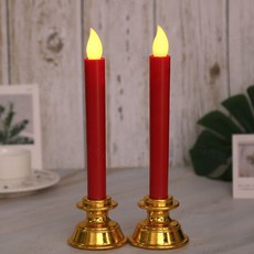 Leobins LED 電池蠟燭蠟燭茶燈電子蠟燭 2p + 支架 2p 設置, 紅色