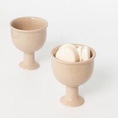 ROUND N FLAT Rocoriving 簡約圓弧高腳杯, 2個, 燕麥色