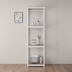 HOMEDANT HOUSE 韓國製造 鐵製免螺絲組裝式角鋼層架, 白色, 4層