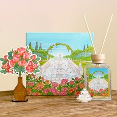 월간생일화지음 5월의 꽃 로즈 디퓨저 200ml + 페이퍼 플라워 + 아크릴 마그넷 + 섬유리드 5p + 우드 스탠드 선물세트, 1세트