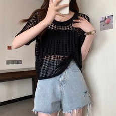 I'M MONG 女款 Laluna 層次感網眼短袖針織上衣