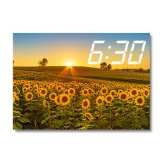 Homemine 帆布印刷畫框系列 LED時鐘 向日葵風景 A3, 12