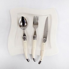 Laguiole Jean Neron 餐具晚宴組 象牙白, 1組, 湯匙, 叉子, 餐刀