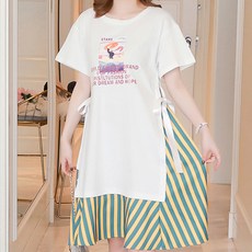 롤리팝 스트라이프 반소매 임산부 원피스