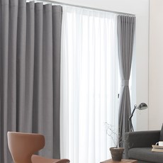 Daymade 亞麻心情 100% 雙面別針遮光窗簾 2 張, 深灰色