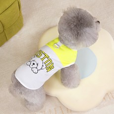 PASTEL PET 寵物波士頓熊網眼T恤, 黃色, 1個