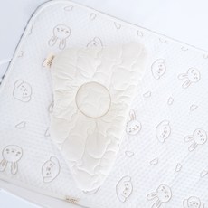 아이레빗 신생아용 순면 곰누빔 두상 구름 베개, 아이보리, 1개