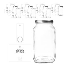 方形香櫞蜂蜜瓶1.5L+耳蓋銀色+瓶貼簡約相思蜂蜜L+封口貼套組, 12組