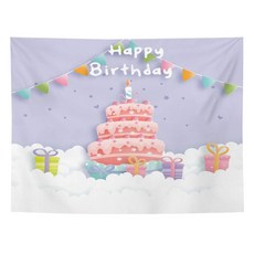 Peito生日蛋糕快樂背景掛布, C1