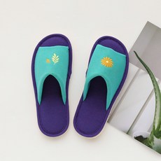 ORIGO 開口刺繡室內拖鞋, 花朵翡翠薄荷綠, 1個