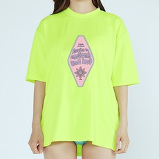 soleil 女款寬鬆版字母印花短袖T恤 + 高腰三角泳褲防曬衣套裝