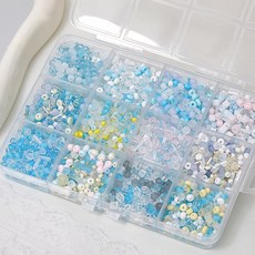 EUMES 12色花卉混搭DIY串珠工藝套組, 薄荷藍, 1套