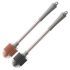 플라이토 실리콘 클린픽 화장실 변기 청소솔 2종 세트, 그레이, 브릭레드, 1세트