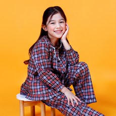 CL STORY 女孩童棉質復古格紋睡衣+長褲