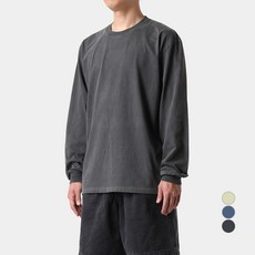 Rambla 男女通用 20支 顏料水洗 長袖 T恤, 炭灰色