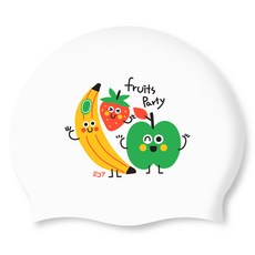 SD7 水果派對矽膠泳帽, 白色, 1個