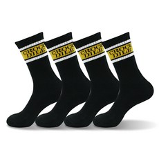 크로커다일 남성용 스포츠 쿠션 스포티 장목 양말 CD4SK1033 4족, 블랙, 1세트