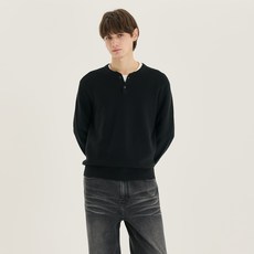 MIND BRIDGE 男士可水洗亨利領半寬鬆版型針織衫 M1KT2101