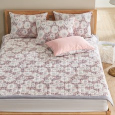 gBEDDING Saffro花朵印花超細纖維絎縫薄墊, 粉色