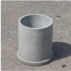 Daim 極簡水泥圓柱花盆 + 托盤組, 灰色, 1個