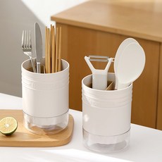 MONACO OLIVE 可瀝水馬卡龍餐具筒, 奶油色, 2個