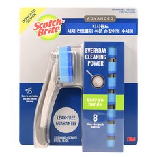 3M Scotch-Brite 百利 3M百利洗碗刷 把手型菜瓜布 防刮墊+替換芯 8入組, 1組, 8入