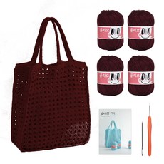 yarna 올리오 봉봉 네트백 DIY 패키지 실 4p + 돗바늘, 732 블러디와인(실), 랜덤발송(바늘), 1세트